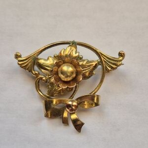 Vintage Harry Iskin 12K Gold-Filled Floral Bow Brooch Pendant